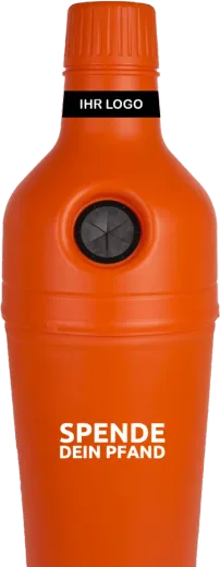 Pfandbehälter in Flaschenform, orange