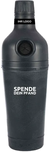 Pfandbehälter in Flaschenform, schwarz